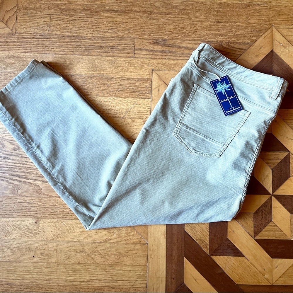 🆕 XXL Tommy Bahama Indigo Palms 5 Pocket Corduroy Pants Khaki Beige Retail $198 - Picture 2 of 10